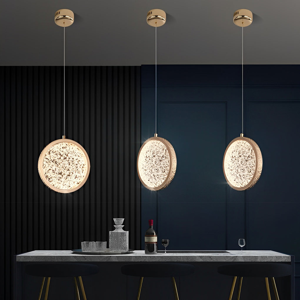 Round Iron Acrylic Dimmable Modern Pendant