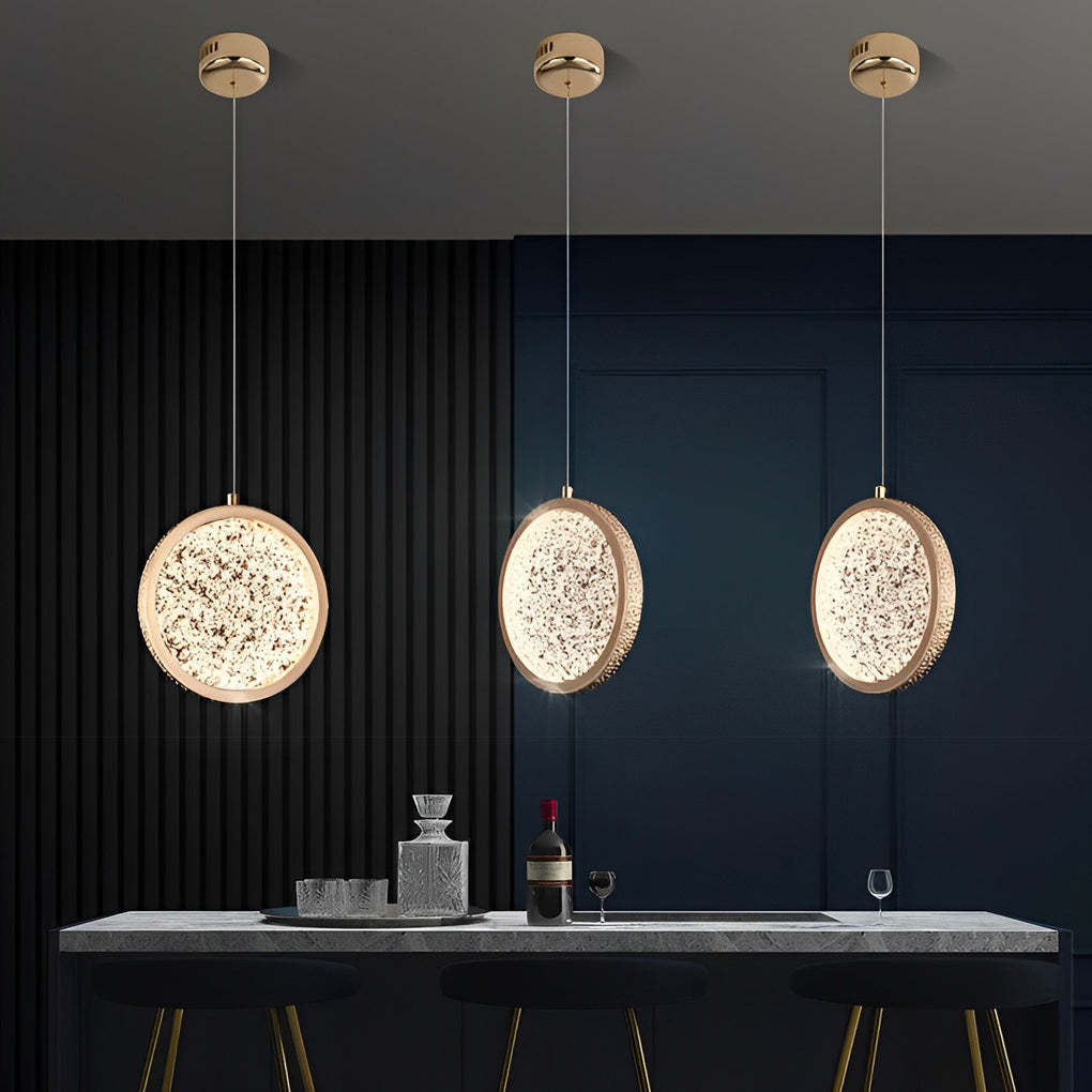 Round Iron Acrylic Dimmable Modern Pendant