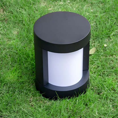 Black Cylindrical LED Pathway Lights Solar and Wired Outdoor Lighting Solutions-Lighom