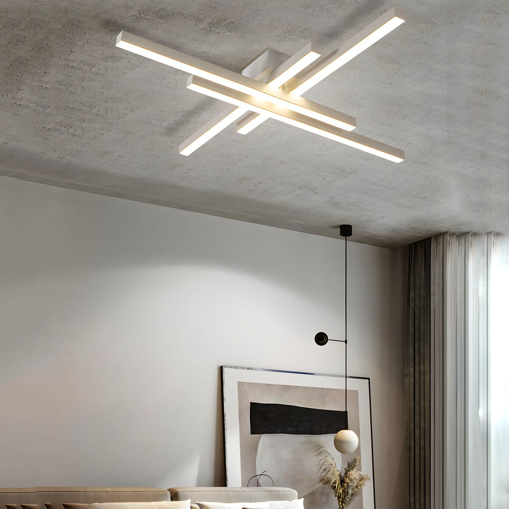4-Light Modern Linear Parallax LED Flush Mount Ceiling Light