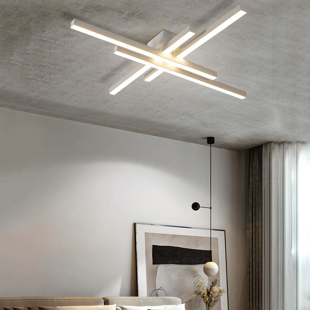 4-Light Modern Linear Parallax LED Flush Mount Ceiling Light