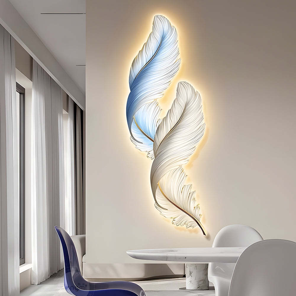 Feather Decorative USB Remote LED Wall Light — White+Blue