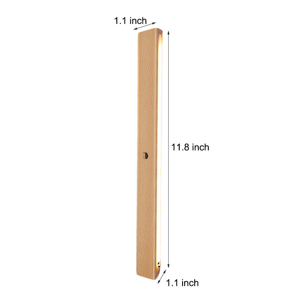 Wood Rectangle Motion Sensor Magnetic Cabinet Lights LED Rechargeable Night Light-Lighom