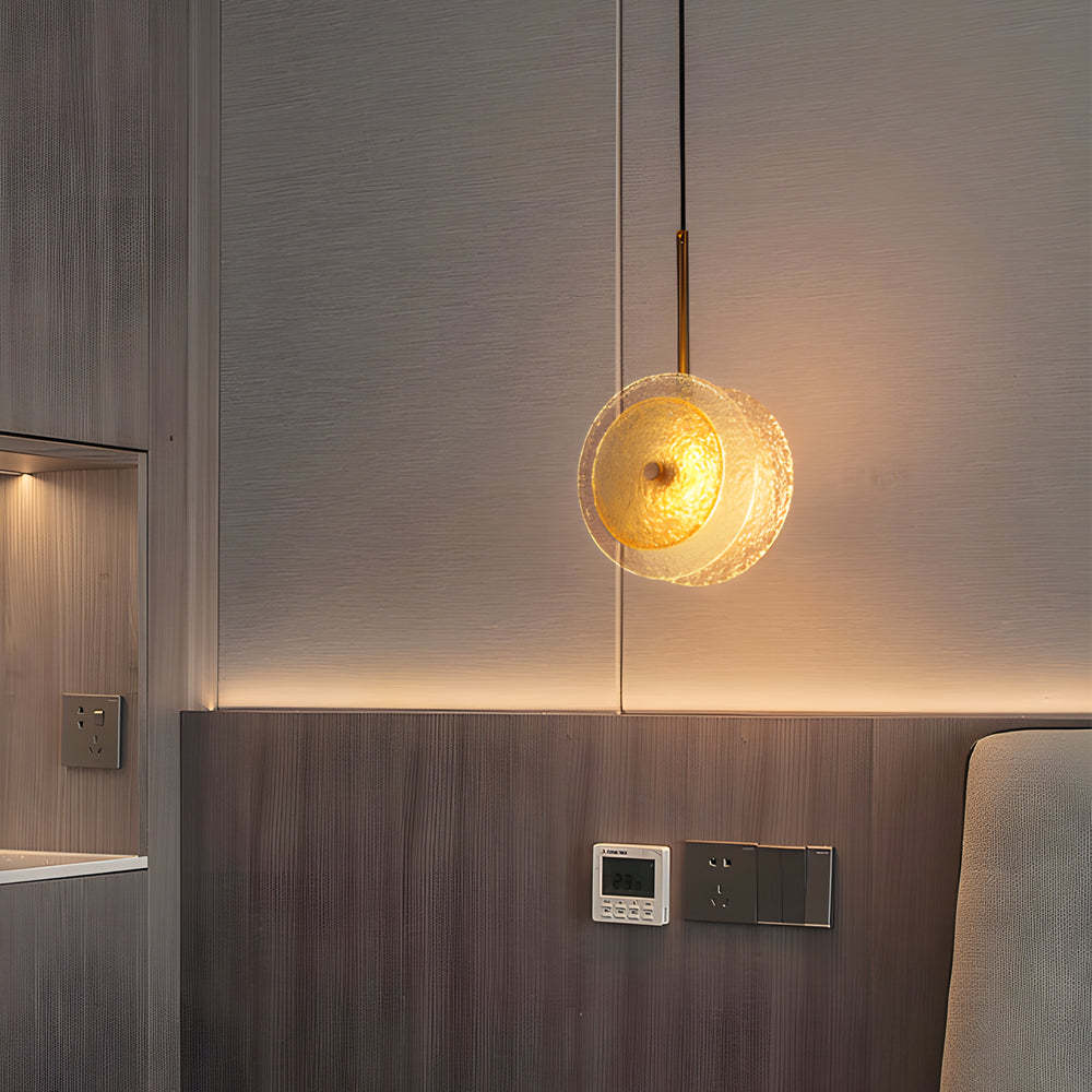 Modern Crystal Glass Disc 1-Light Round LED Pendant Light