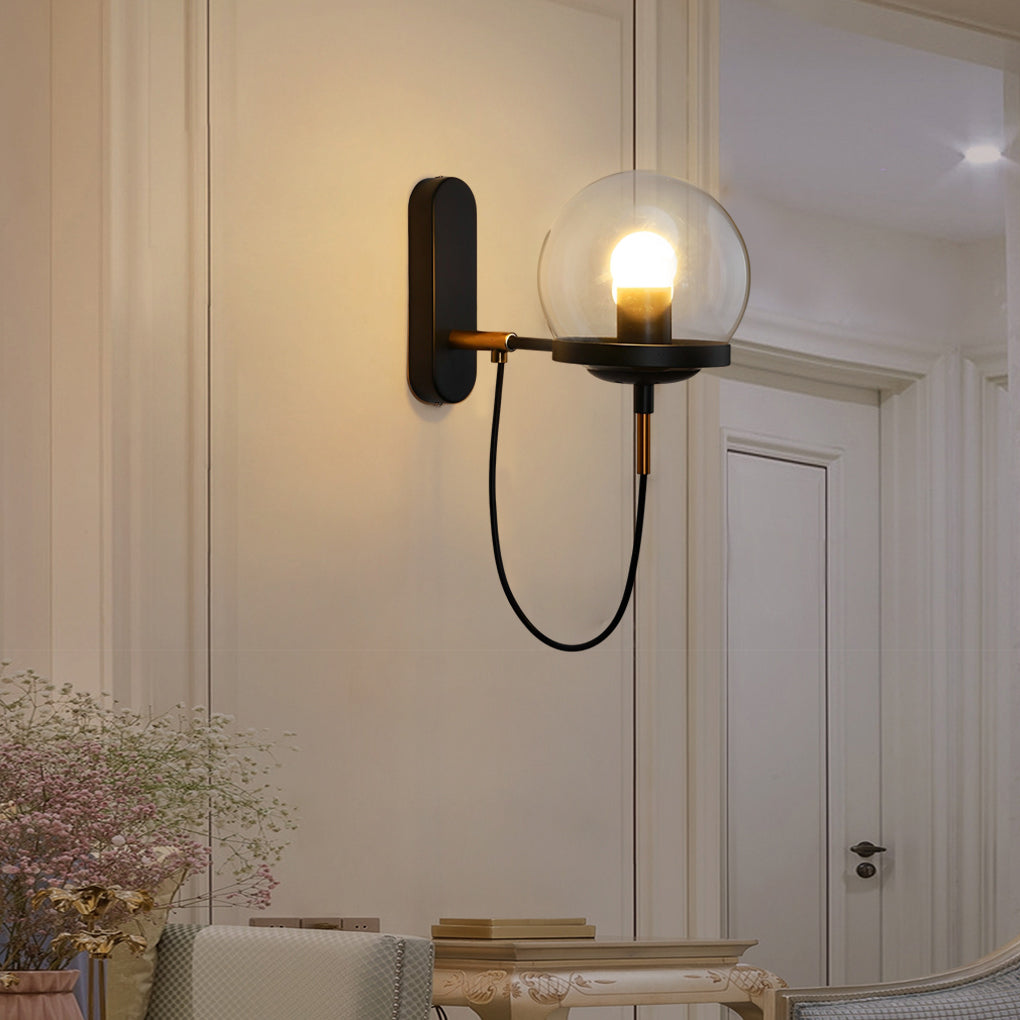 Lighom circular home metal wall sconces for bedroom — Matte Black