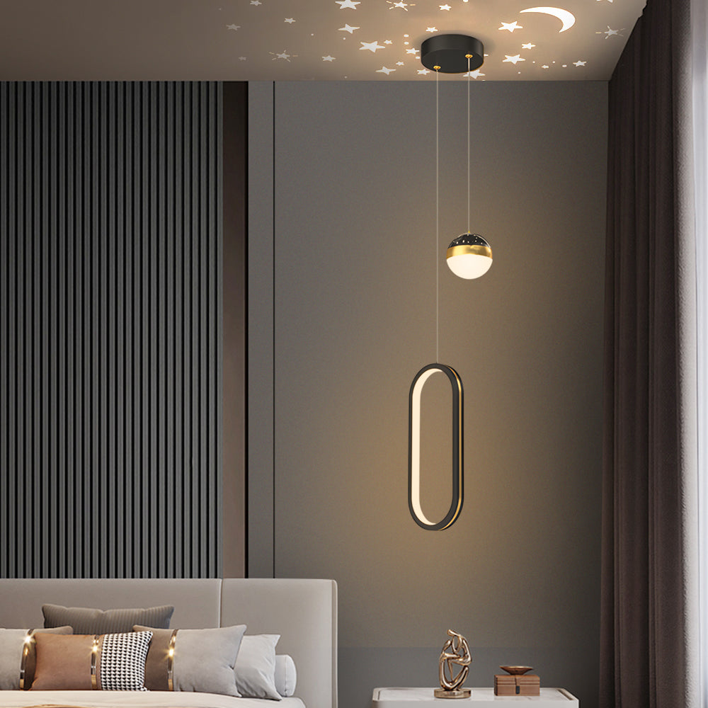 Oval Ring Starry Projection Modern Pendant Light