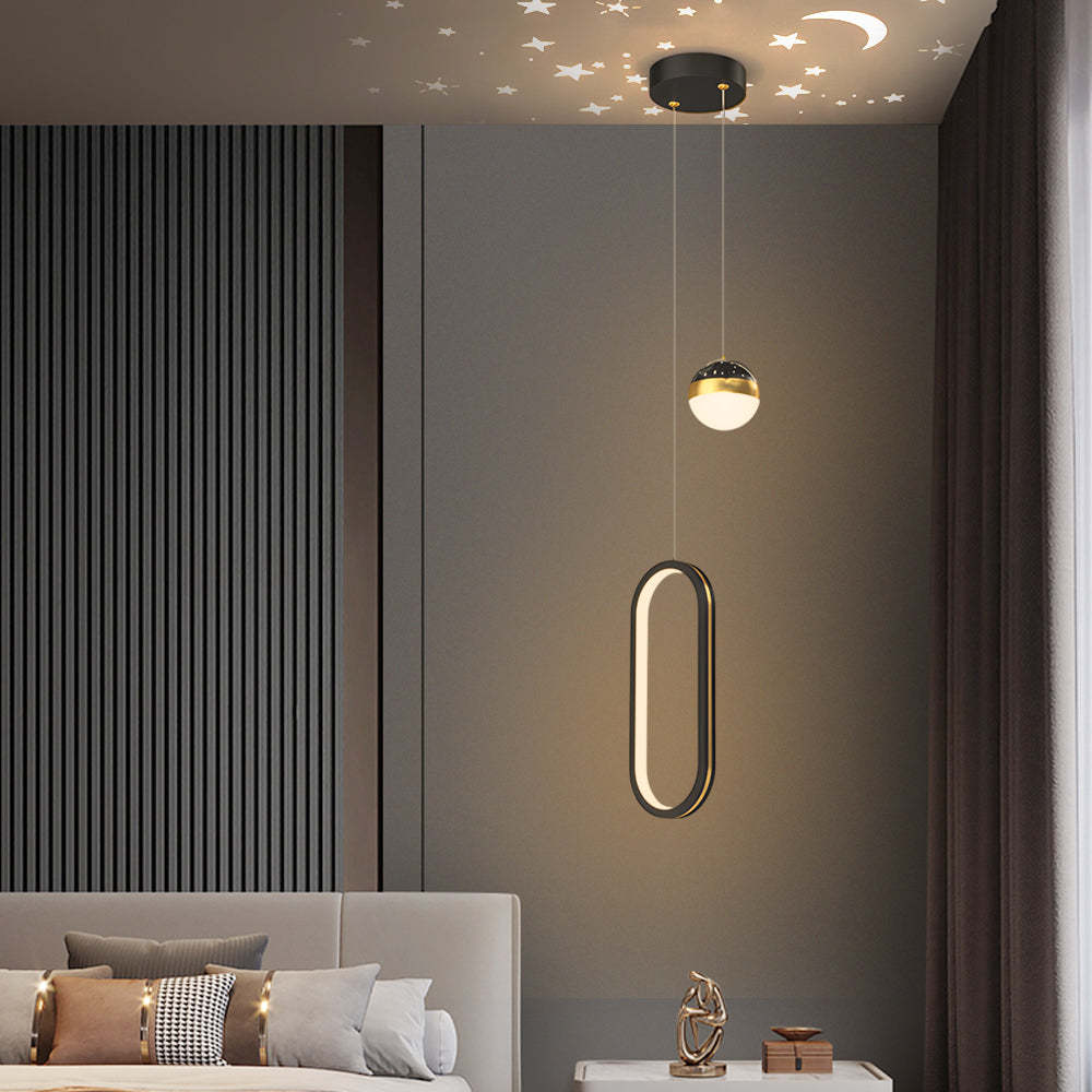 Oval Ring Starry Projection Modern Pendant Light