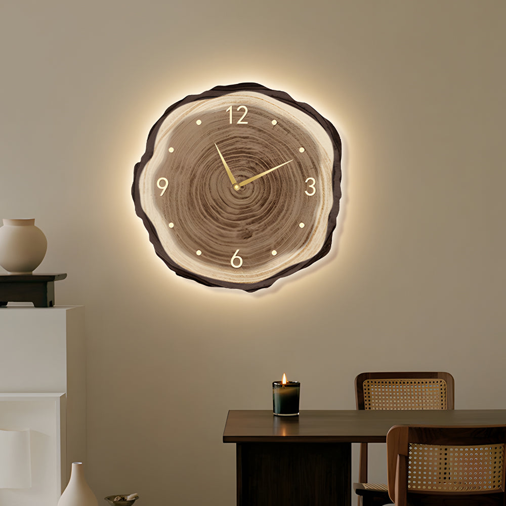 Rustic Wood Slice Clock with Remote