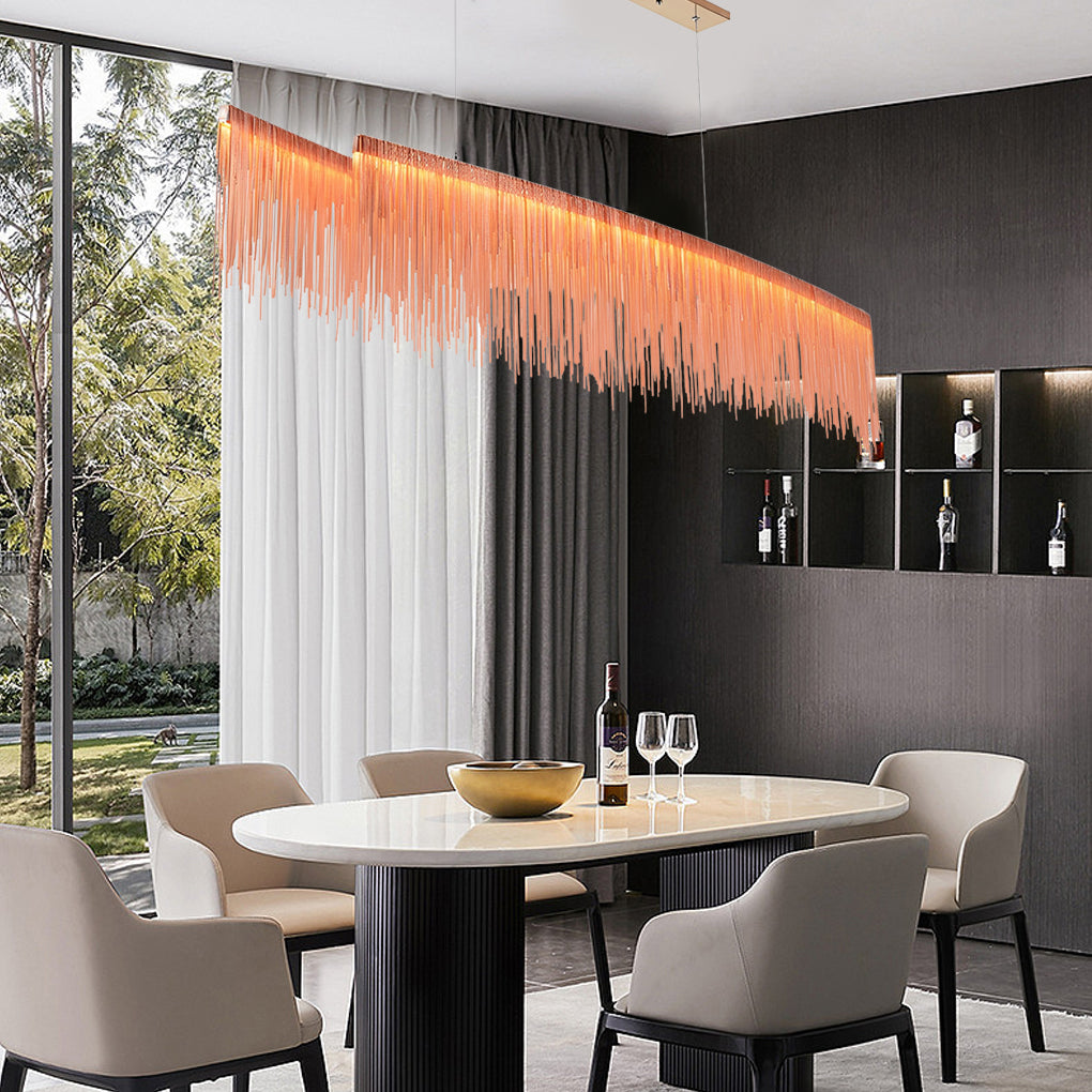 Aluminum Tassel Chain Dimmable Postmodern Dining Chandelier