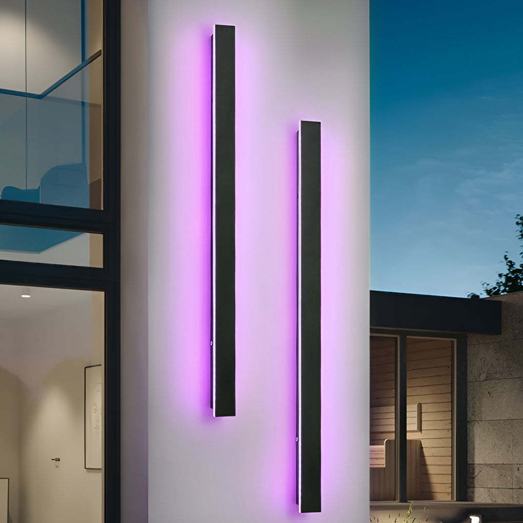 Black Long Strip Sconce Light Wall Lights Outdoor LED Lighting-Lighom