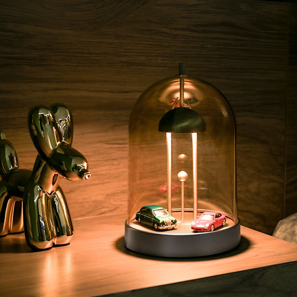 Lighom mid-century diy smoked gray table lamps in glass — Polished Chrome