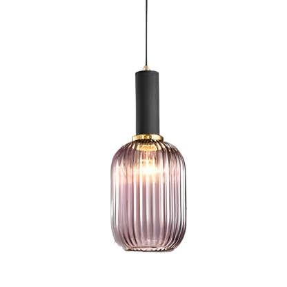 Glass Lantern Striped LED Nordic Pendant Chandelier