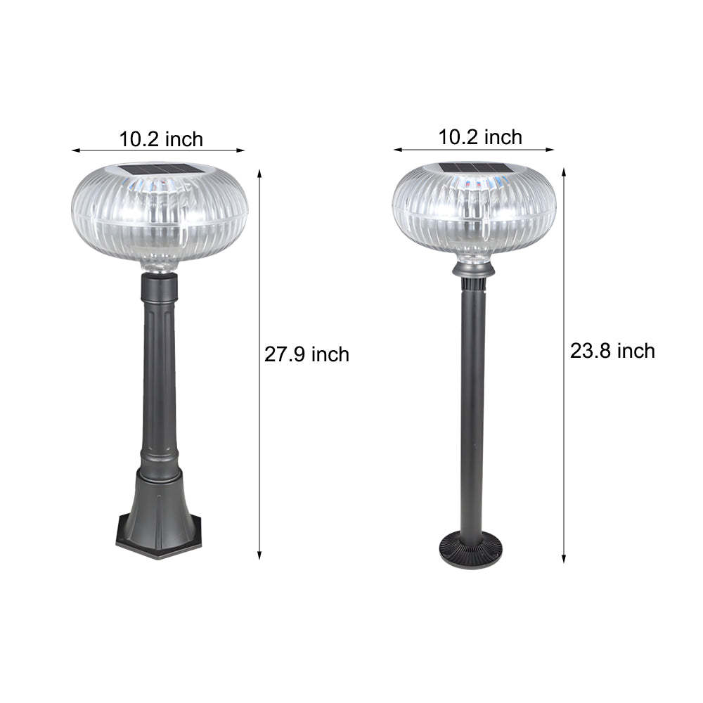 Modern Solar Lawn Light Metal Cylinder Oval  Shade LED Outdoor Bollard Light-Lighom