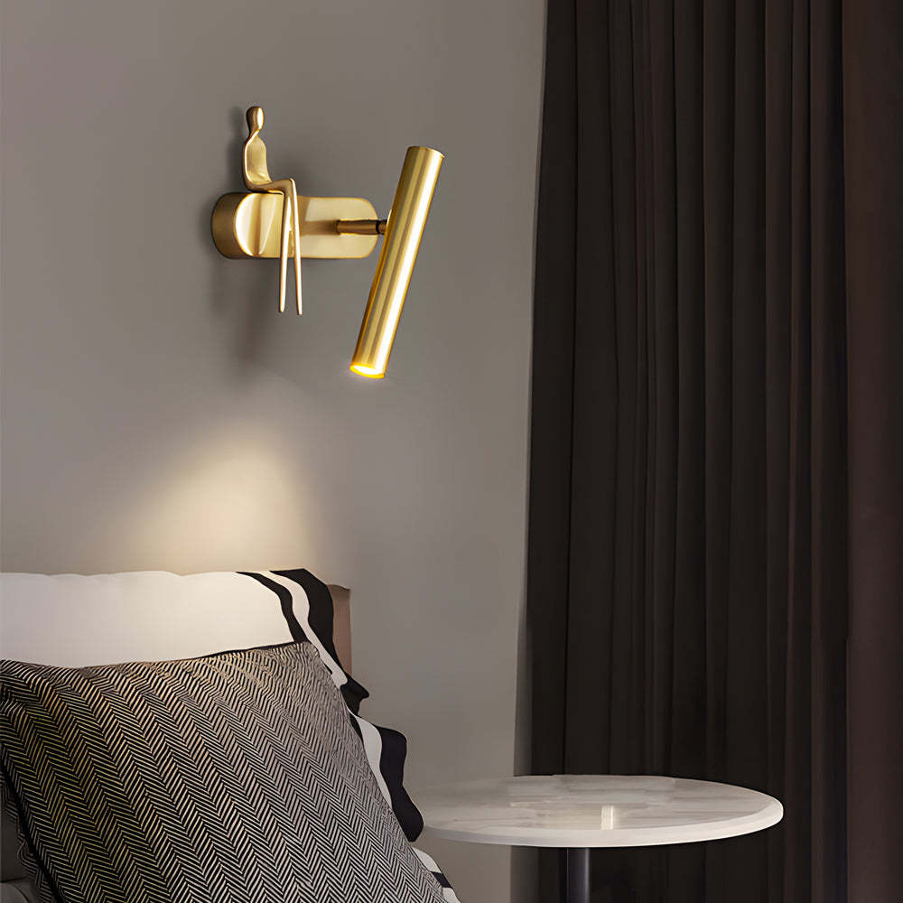 Brass 1-Light Slender Adjustable LED Wall Spotlight