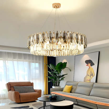 Modern plated layer chandeliers in crystal glass metal
