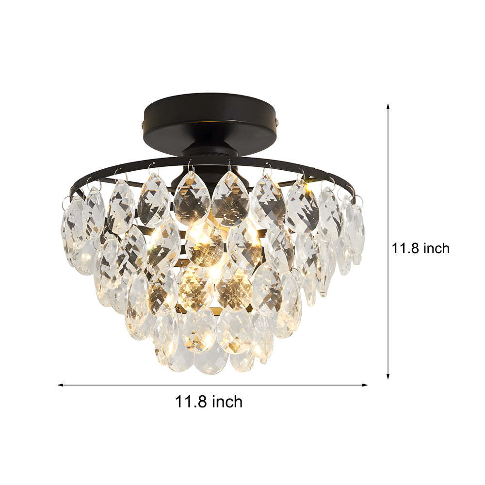 Round Crystal Black Modern Ceiling Chandelier