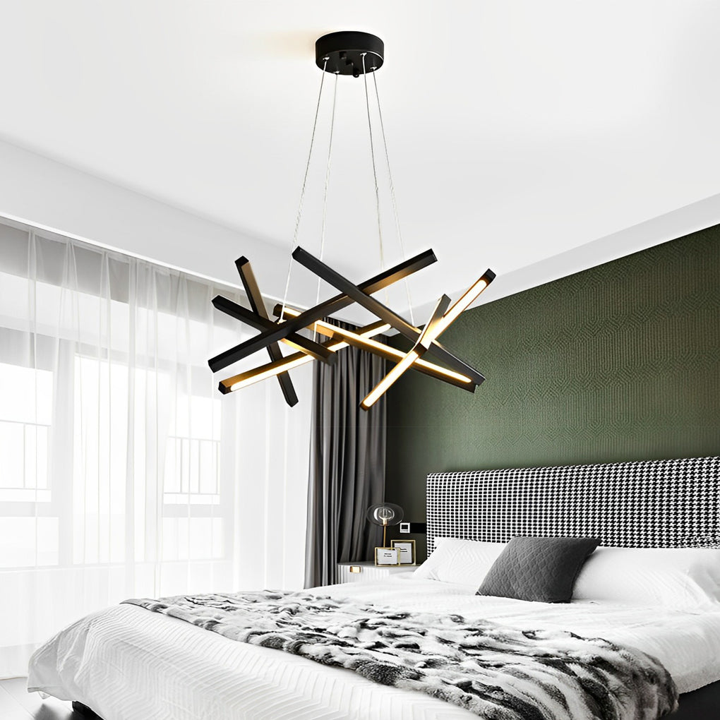 8-Light Modern LED Sputnik Kitchen Dining Chandelier — Black / White