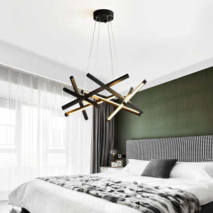 8-Light Modern LED Sputnik Kitchen Dining Chandelier — Black / White