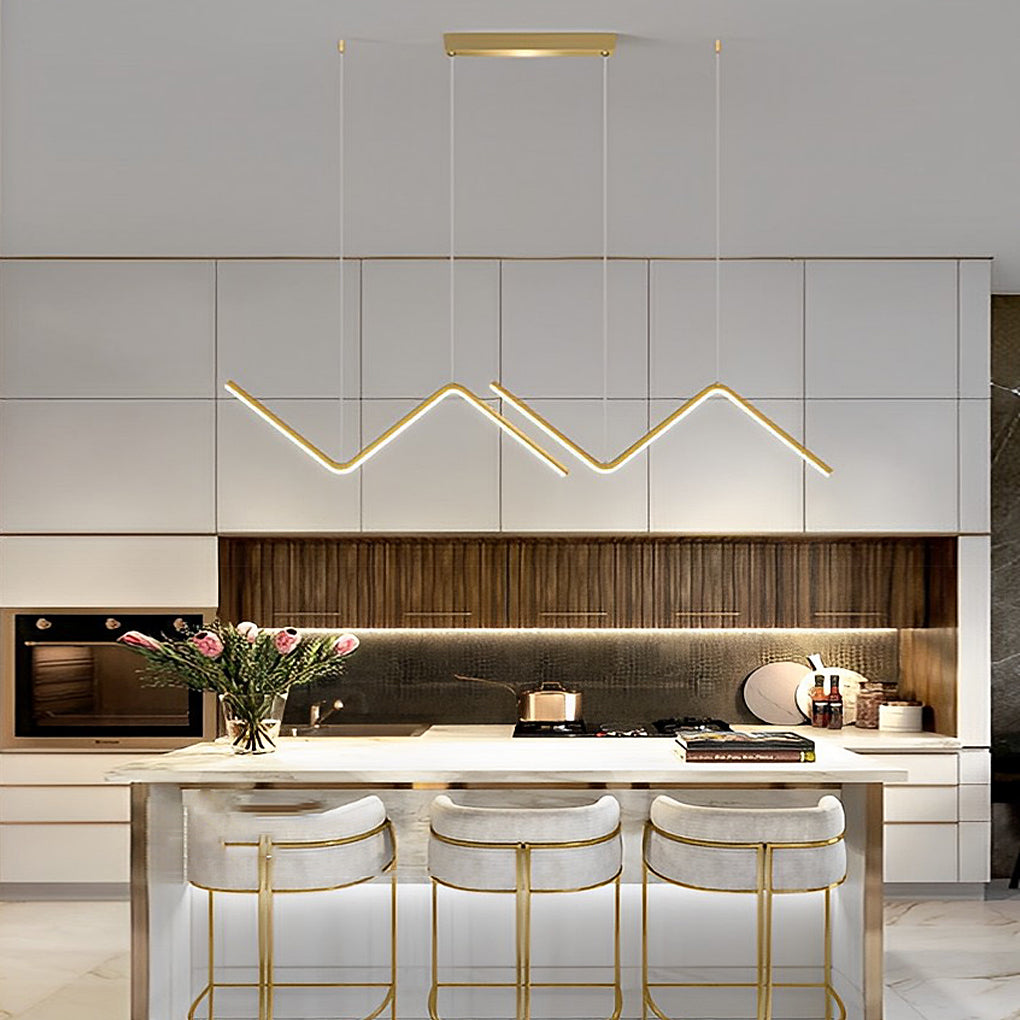 Wavy Linear 3-Step Dimming LED Nordic Pendant Chandelier