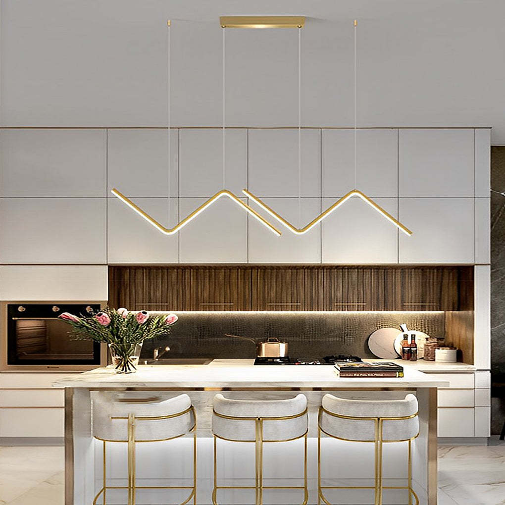 Wavy Linear 3-Step Dimming LED Nordic Pendant Chandelier