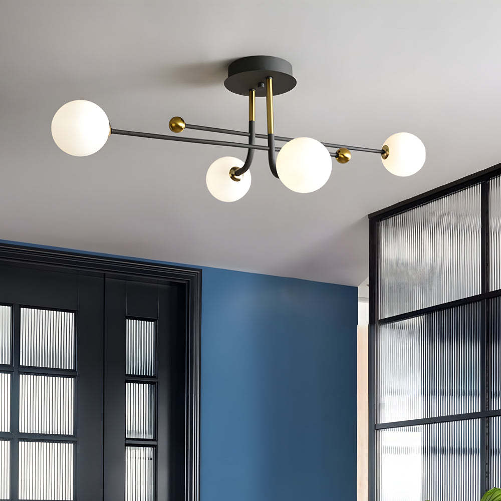 Modern Sputnik White Glass Globe Mount Light