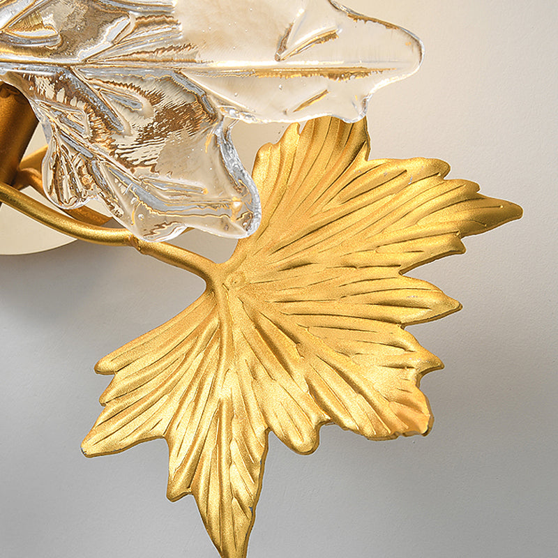 Maple Leaves Glass Three Step Dimming Artistic Luxury Postmodern Wall Lamp-Lighom