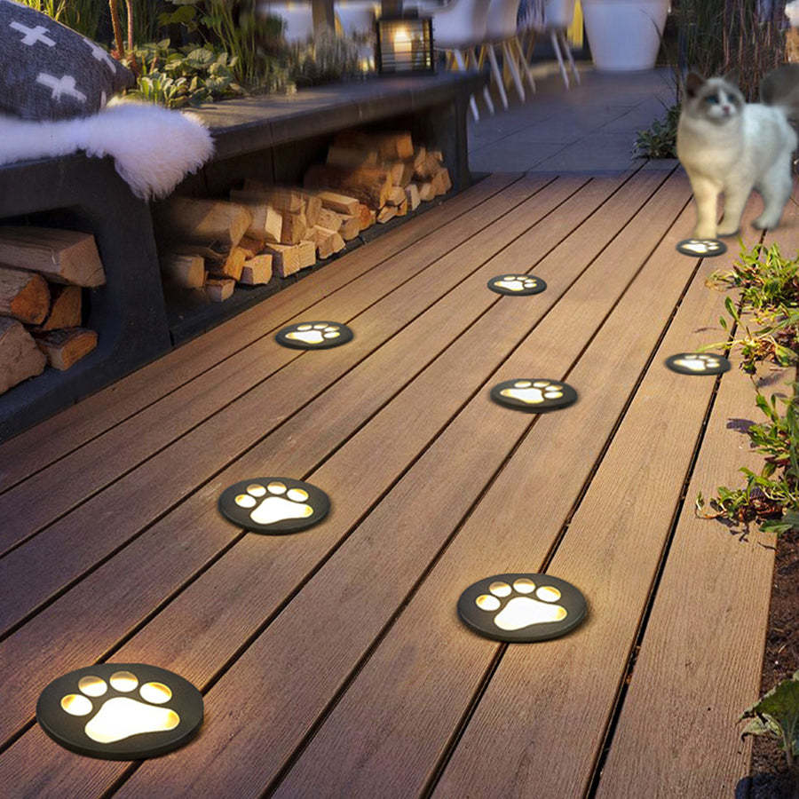 Modern Cat Paw Print LED Recessed Lights for Decks and Gardens-Lighom
