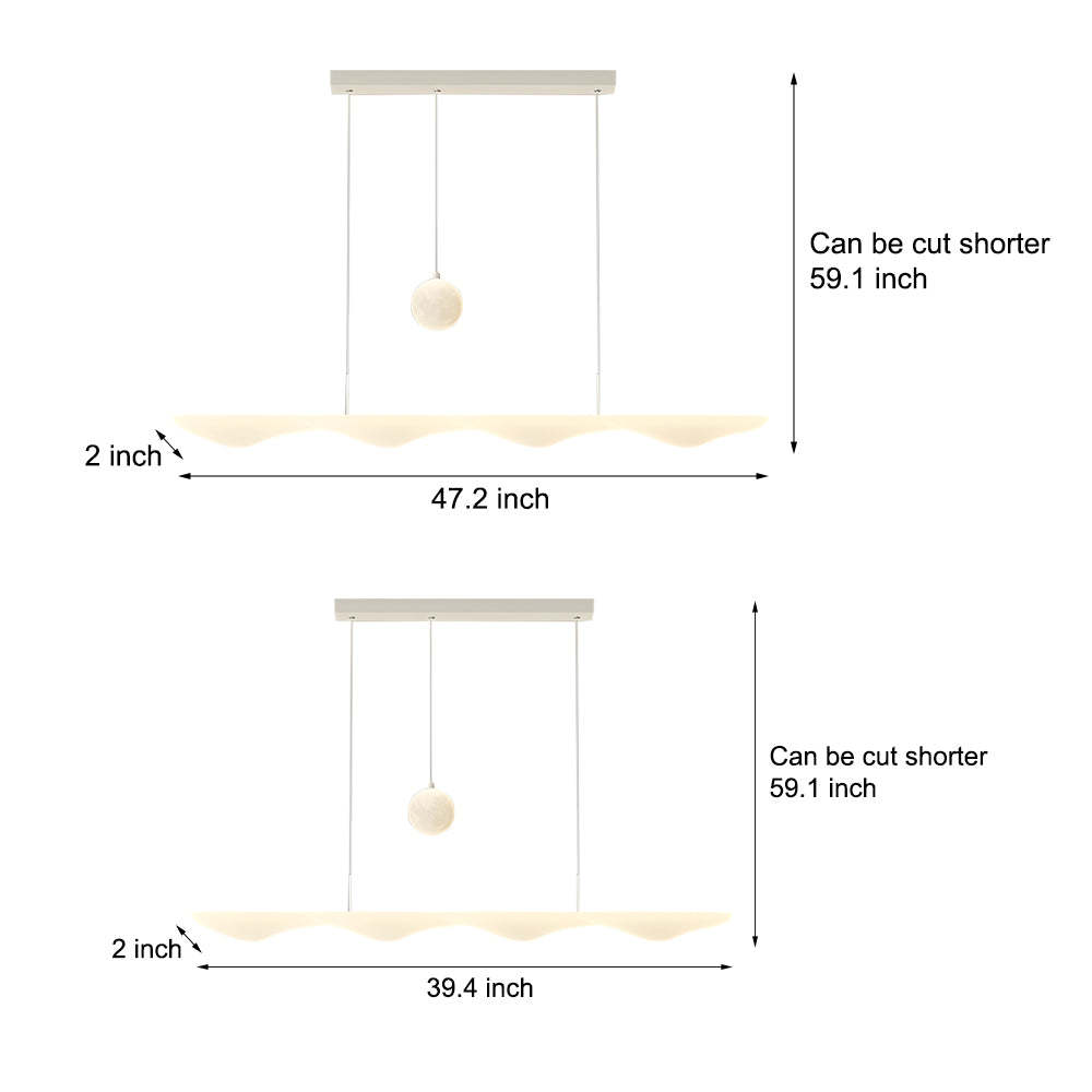 Long Strip Wave Moon Dimmable White Modern Chandelier