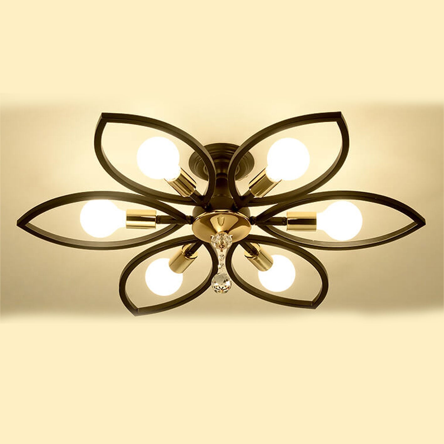 Nordic Wrought Iron Crystal 6/8-Light Flush Mount