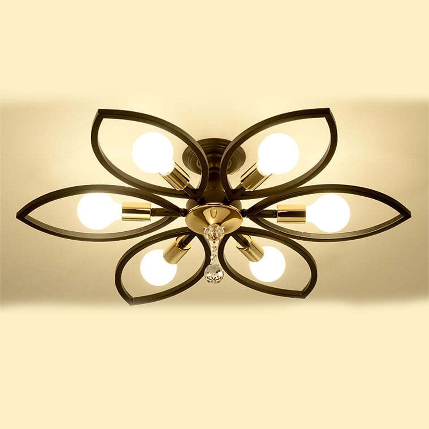 Nordic Wrought Iron Crystal 6/8-Light Flush Mount