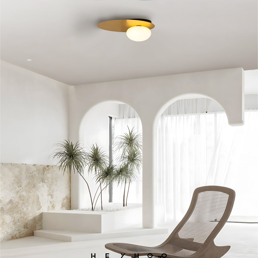Modern oval flush mount lighting in metal — Warm White (3000K) / Matte Black