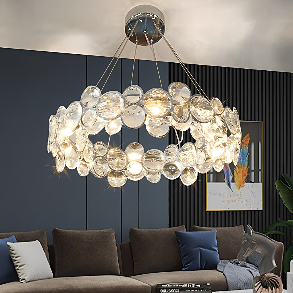 Round Bubble Crystal Plated Metal Modern Chandelier