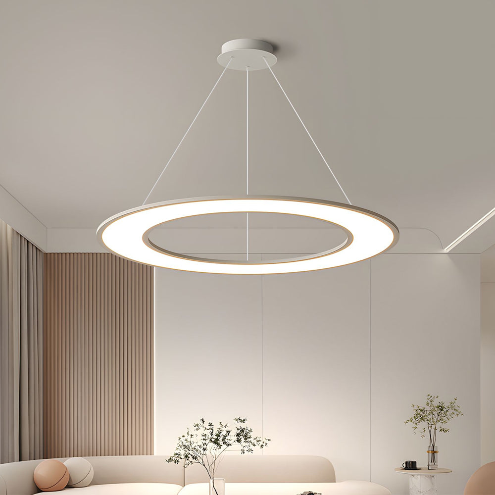 Planet Ring LED Black White Pendant Light