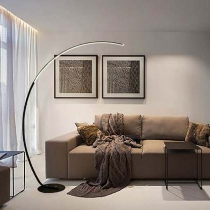 Minimalist Curved Line LED Aluminum Floor Lamp — Black / White Light (6000K) / 220V-240V For UK/AU