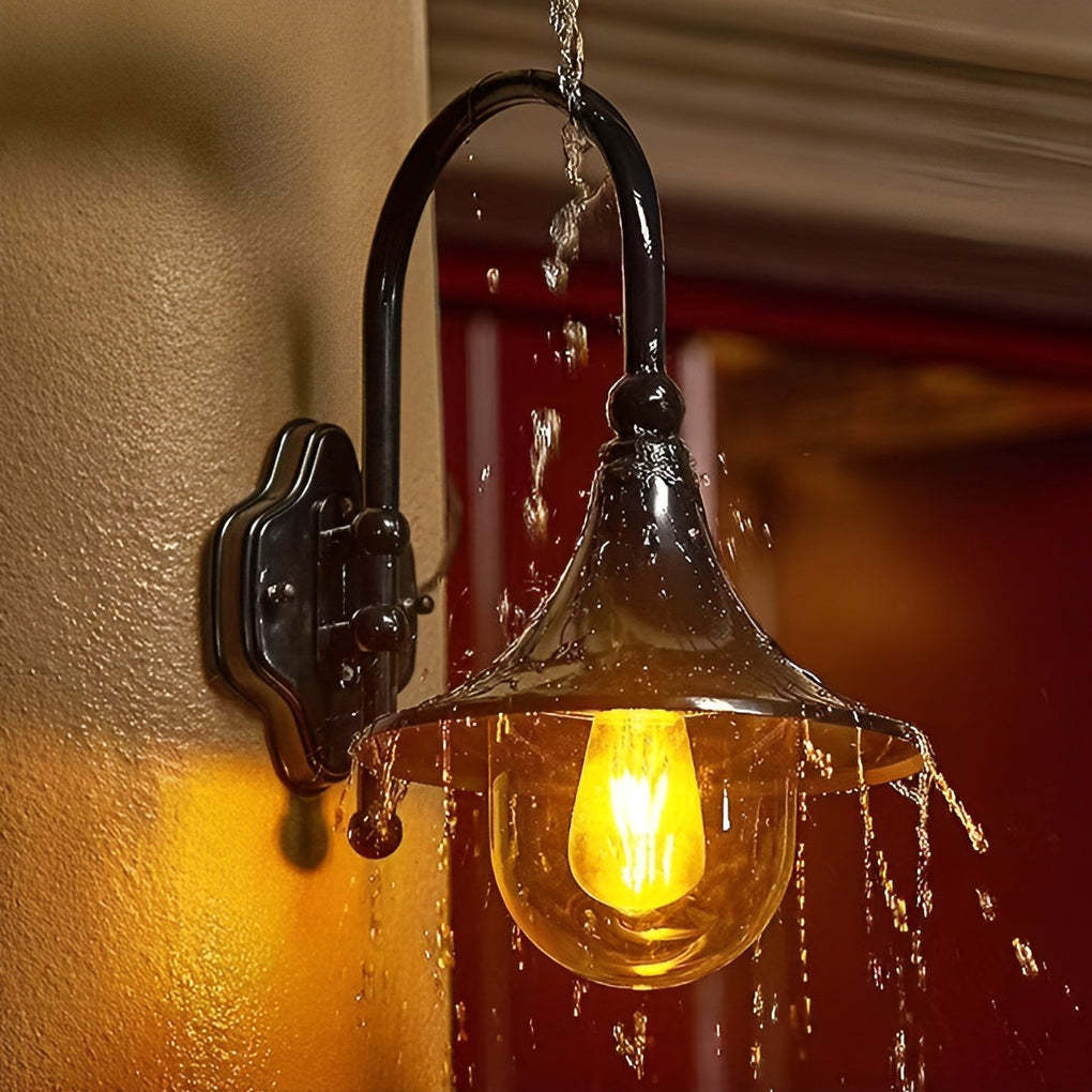 Creative Trumpet Shaped Waterproof LED Black Vintage Outdoor Wall Lamp-Lighom