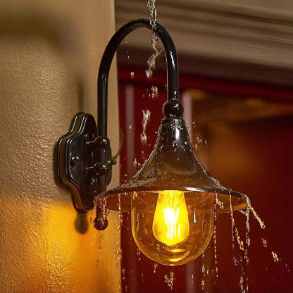 Creative Trumpet Shaped Waterproof LED Black Vintage Outdoor Wall Lamp-Lighom