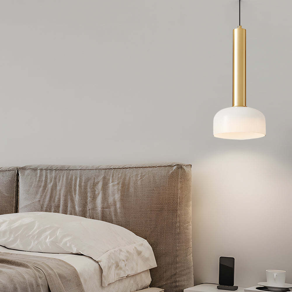 Bronze glass copper metal bowl tube pendant lighting - modern