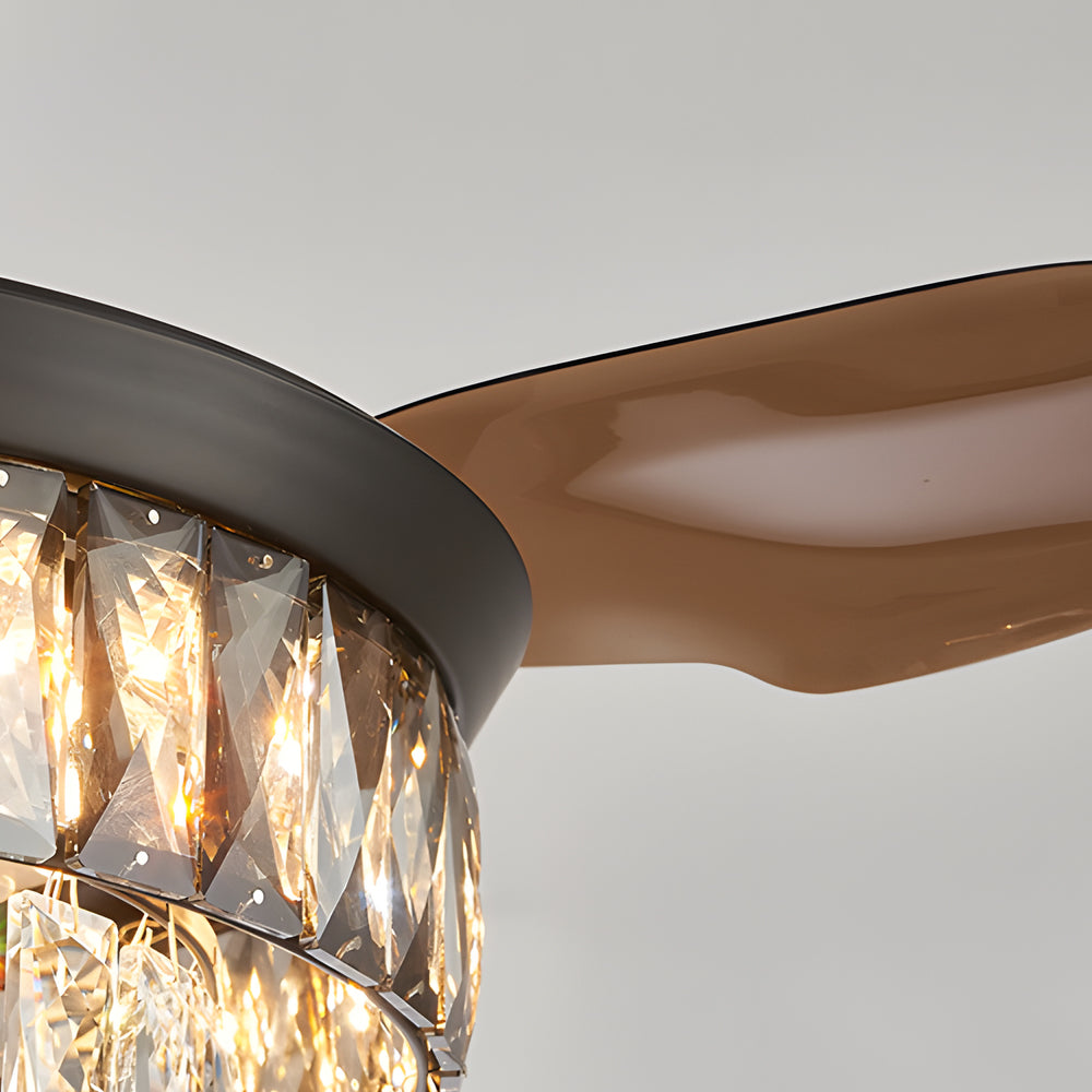 20'' Black Crystal Retractable Blades Ceiling Fan with LED Lights-Lighom