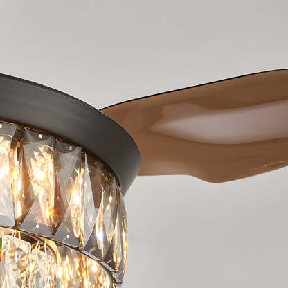 20'' Black Crystal Retractable Blades Ceiling Fan with LED Lights-Lighom