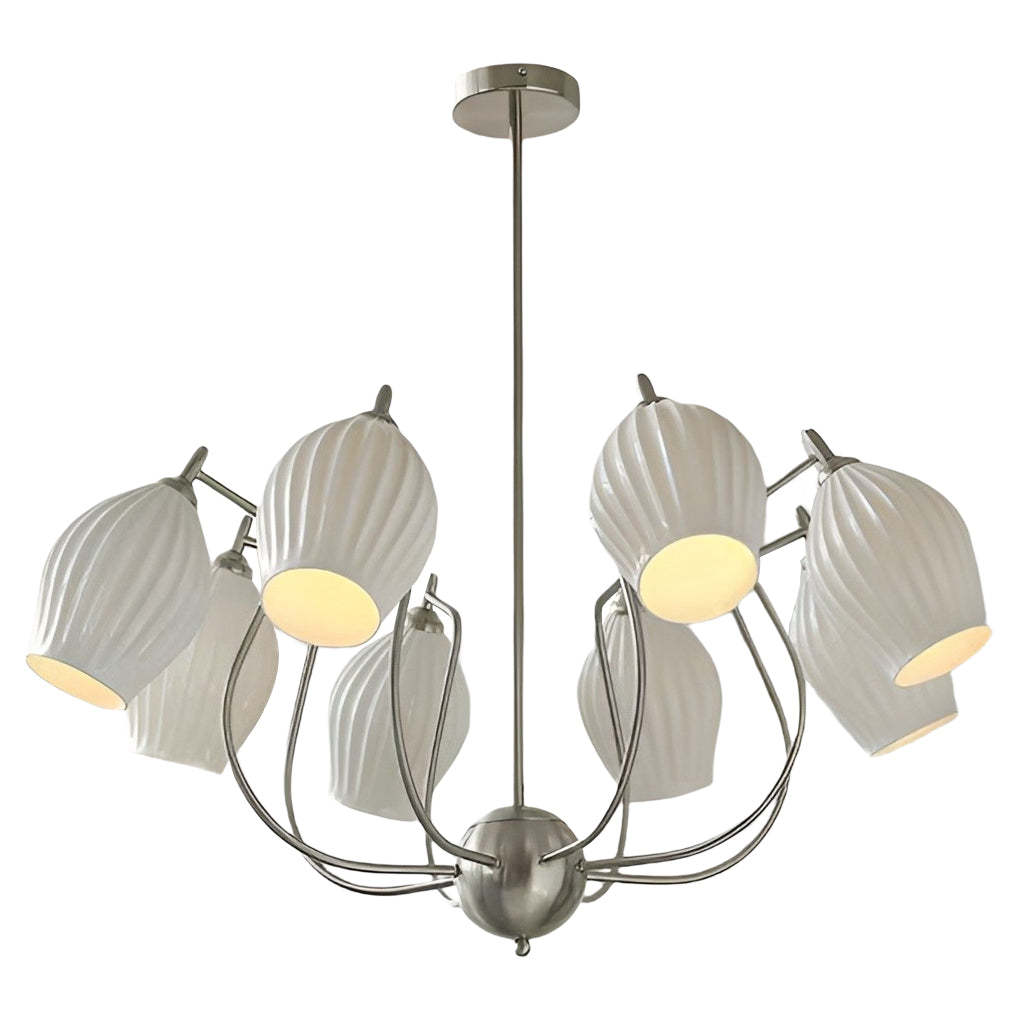 Warm flower ceramic glass metal chandeliers for bedroom or dining room