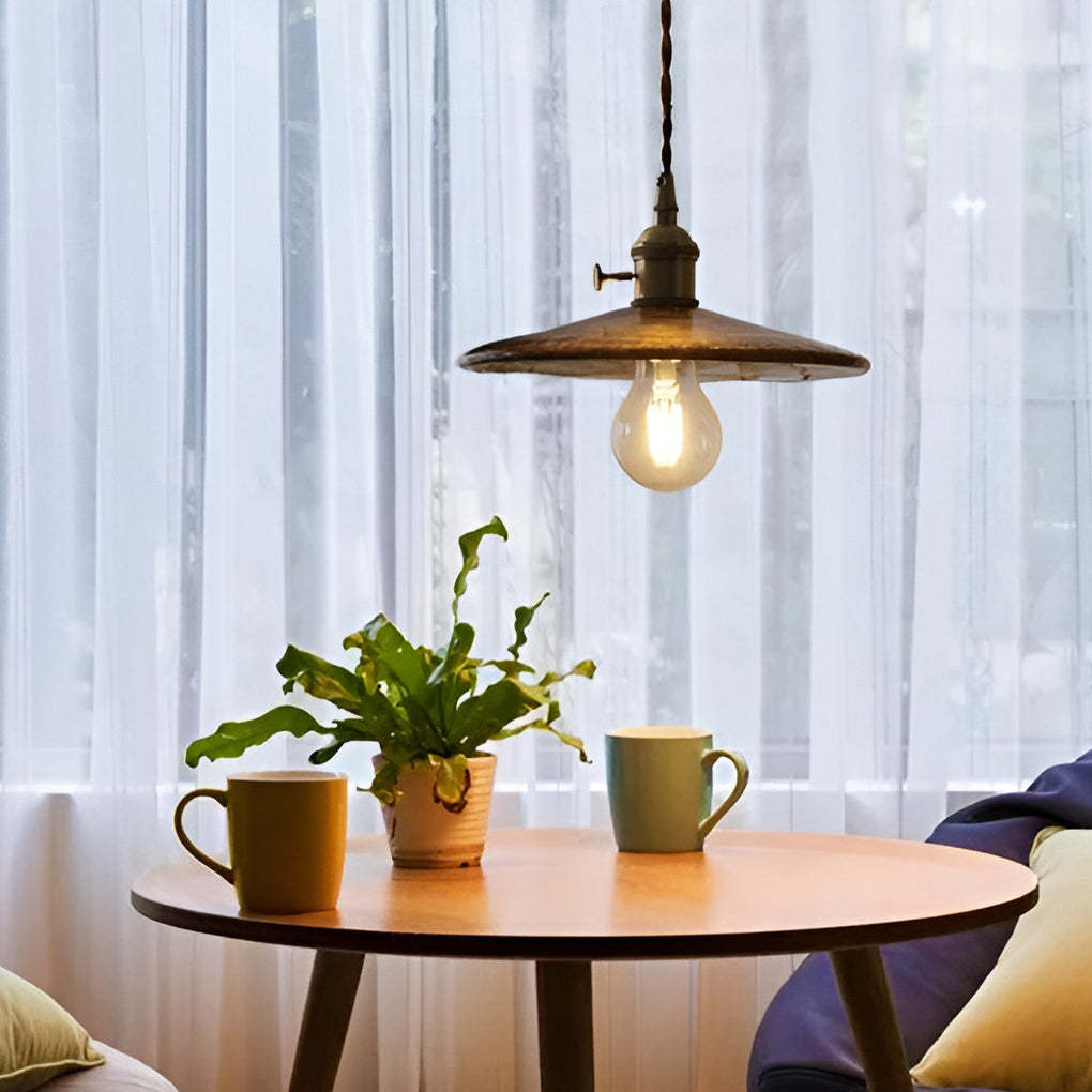 Circular Brown Glass LED Retro Island Pendant