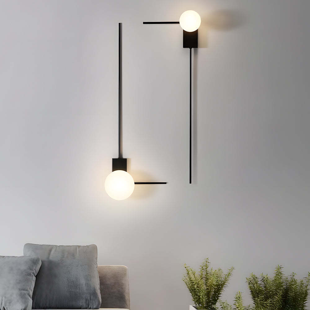 Simple Glass Ball Personalized Nordic Bedroom Wall Light Fixture-Lighom