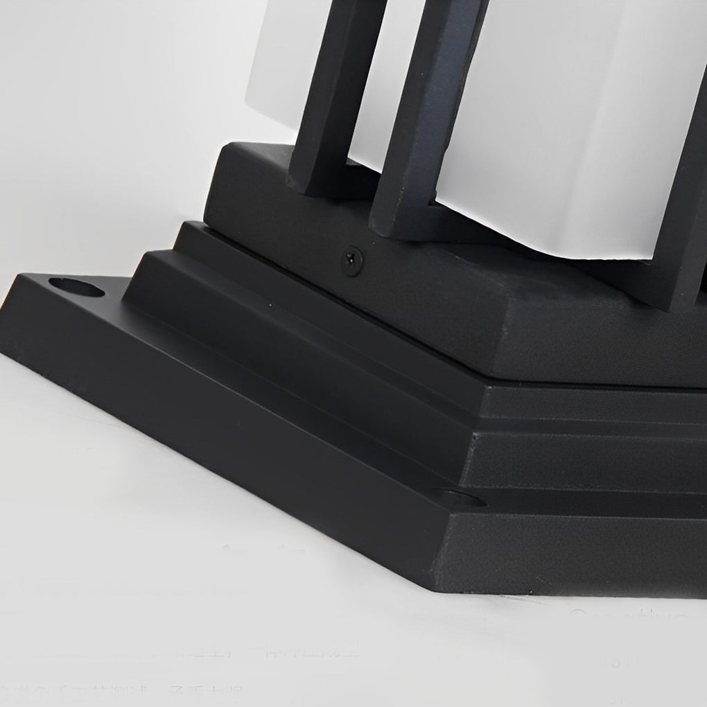 Black Retro Aluminum Post Lights with Frosted Glass Outdoor Waterproof Column Lamps-Lighom