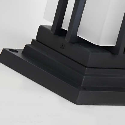 Black Retro Aluminum Post Lights with Frosted Glass Outdoor Waterproof Column Lamps-Lighom
