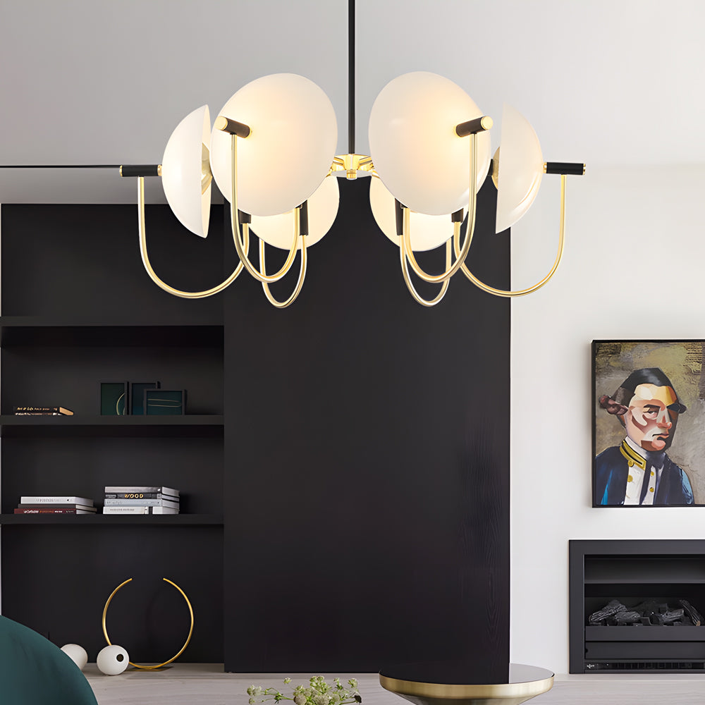 1/3/6-Head Semicircular Opal Glass Dome Pendant Chandelier
