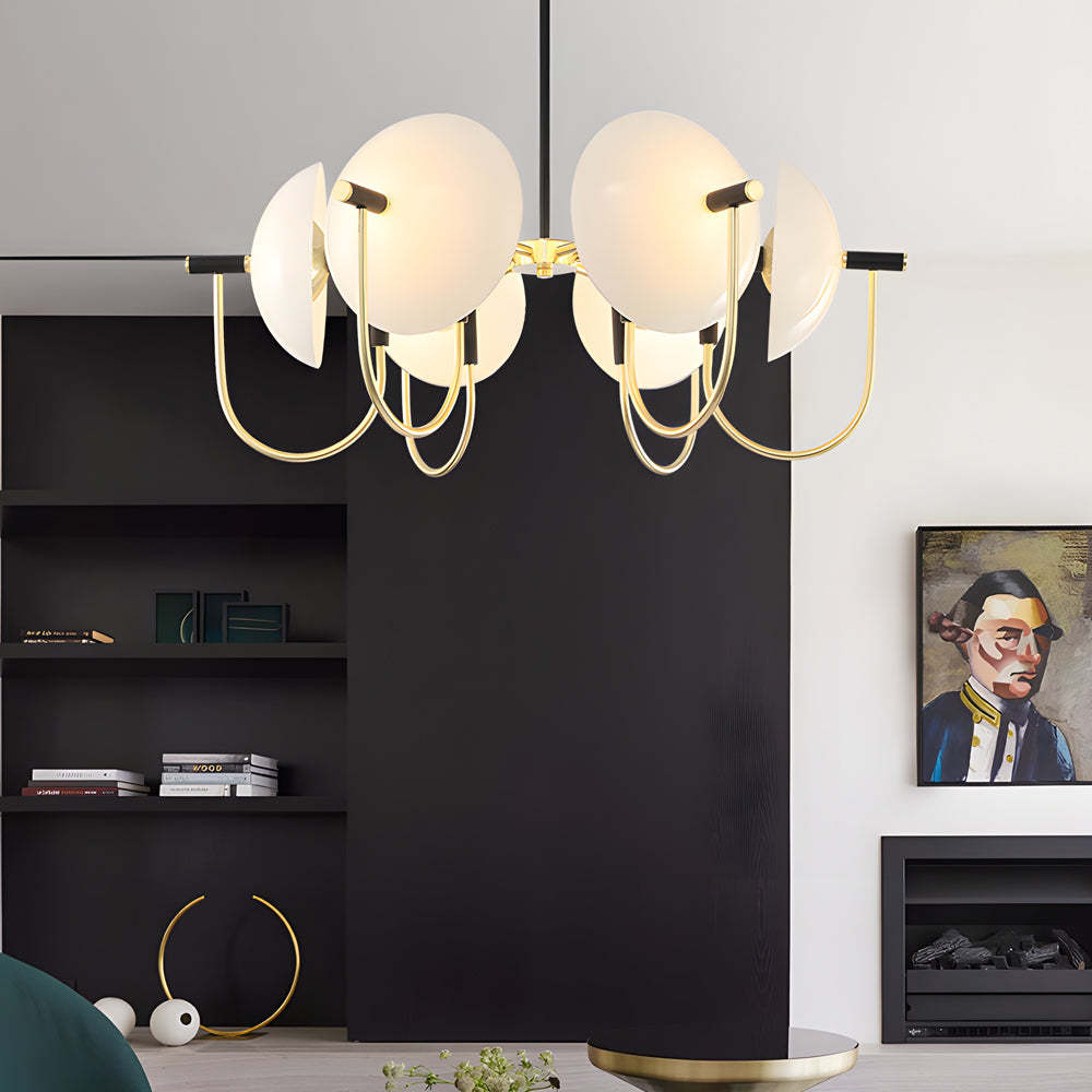 1/3/6-Head Semicircular Opal Glass Dome Pendant Chandelier