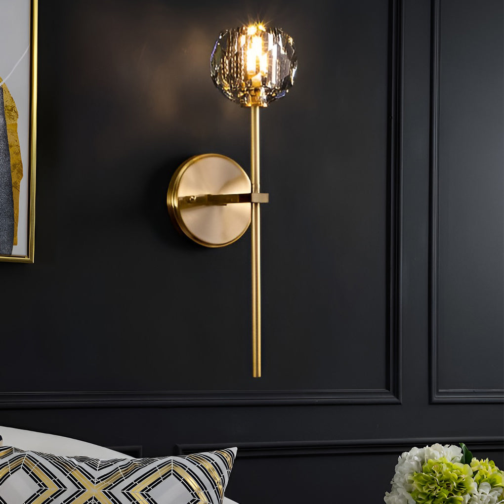 Ball-shaped LED Crystal Gold Postmodern Plug in Sconce Lighting Wall Lamp-Lighom