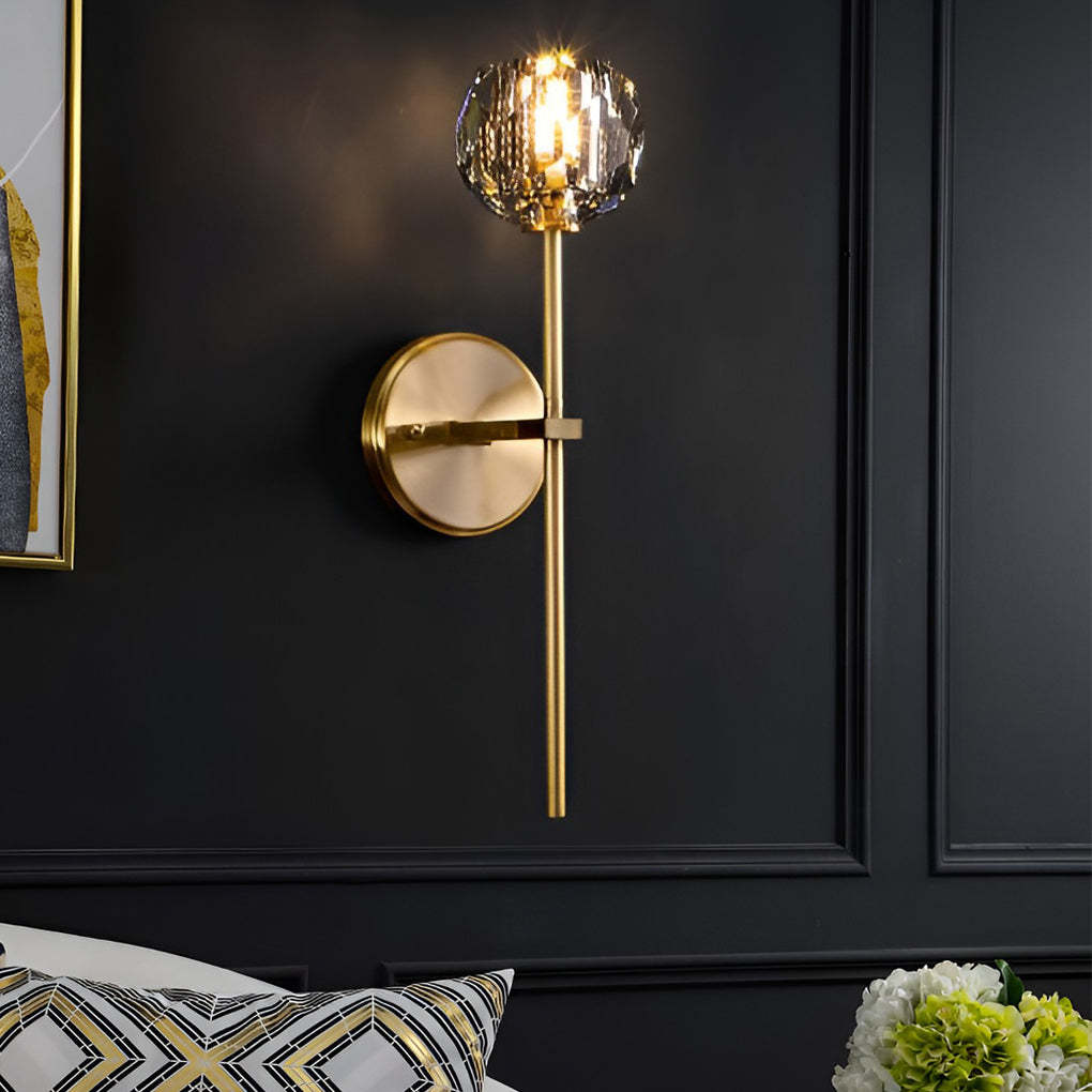 Ball-shaped LED Crystal Gold Postmodern Plug in Sconce Lighting Wall Lamp-Lighom