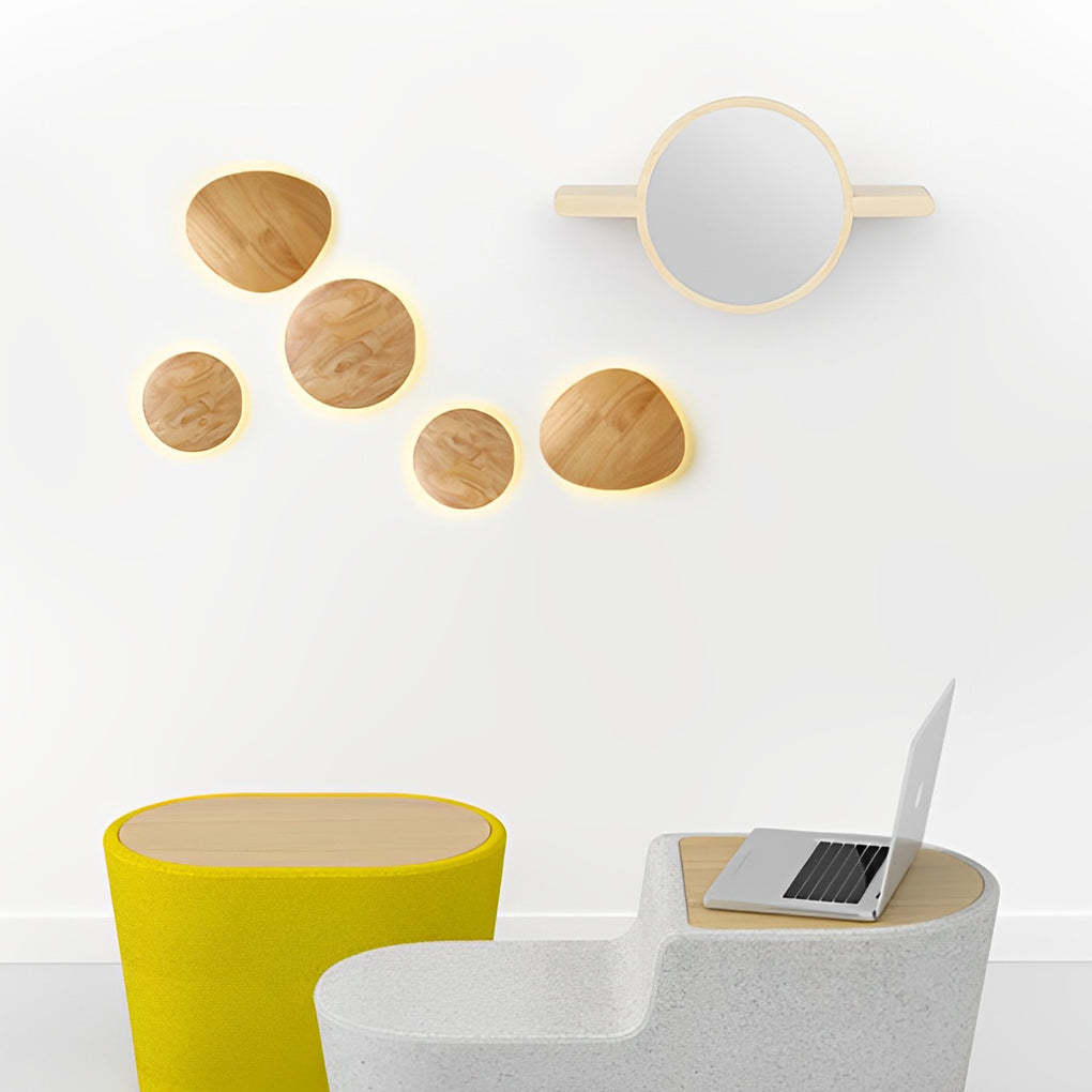Round Oval Creative LED Wood Nordic Bedside Wall Lamp Wall Sconce Lighting-Lighom