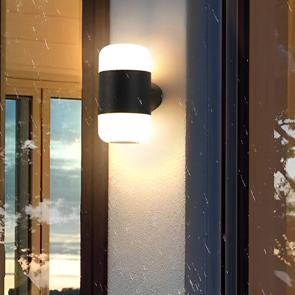 Round Up and Down Light LED Waterproof Black Modern Outdoor Wall Lamp-Lighom